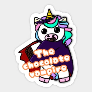 Unicorn with phrase - The chocolate vampire Sticker